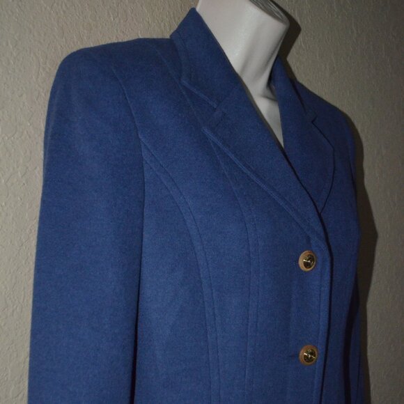 Sz 4 W WATHNE Blue Wool Blend Lined Blazer - Picture 3 of 7